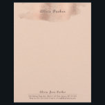 Glam Blush Rose Gold Copper Foil | Beautician Letterhead<br><div class="desc">Simple elegant feminine peach blush and shiny faux rose gold glitter letterhead with a hand lettered trendy typography script and brushed watercolor copper faux foil splashes. Easy to personalize with your details on both sides! Suitable for beauty salons or spas, creative professionals, makeup artists, beauty specialists, nail or lash salon,...</div>