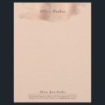 Glam Blush Rose Gold Copper Foil | Beautician Letterhead<br><div class="desc">Simple elegant feminine peach blush and shiny faux rose gold glitter letterhead with a hand lettered trendy typography script and brushed watercolor copper faux foil splashes. Easy to personalize with your details on both sides! Suitable for beauty salons or spas, creative professionals, makeup artists, beauty specialists, nail or lash salon,...</div>