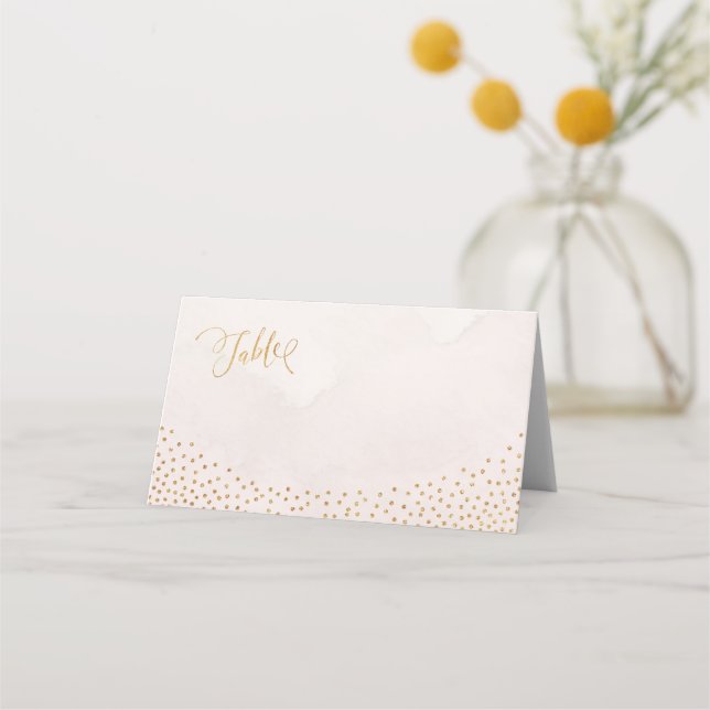 Glam blush rose gold glitter place cards (Front)