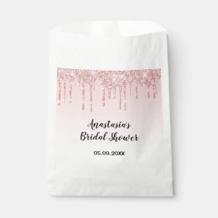 Glam Bridal Shower Pink Rose Gold Glitter Drips Favour Bag