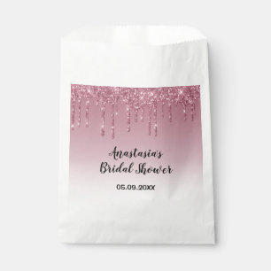 Glam Bridal Shower Purple Rose Gold Glitter Drips Favour Bag