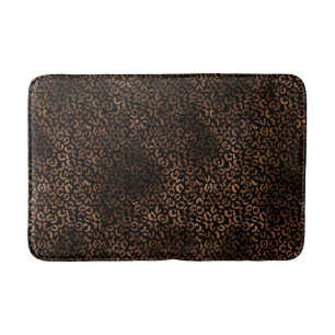 Glam Brown Black Leopard Print Bath Mat