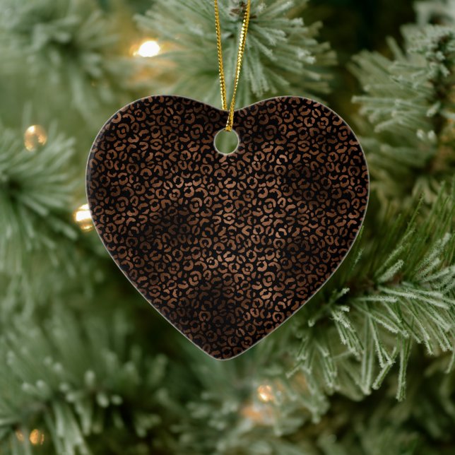 Glam Brown Black Leopard Print Ceramic Ornament (Tree)
