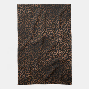 Glam Brown Black Leopard Print Kitchen Towel