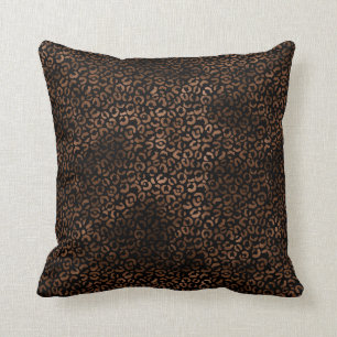 Glam Brown Black Leopard Print Zebra Print Throw Pillow