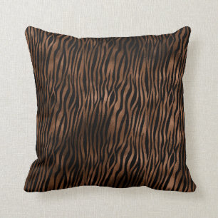 Glam Brown Black Zebra Print Throw Pillow