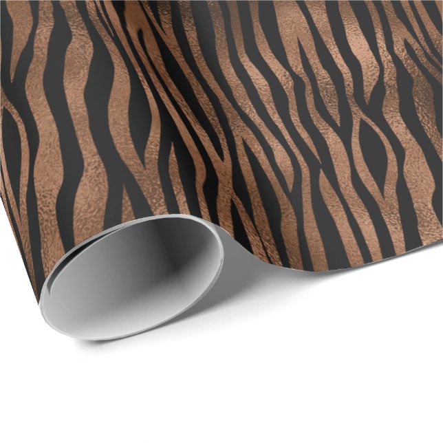 Glam Brown Black Zebra Print Wrapping Paper (Roll Corner)
