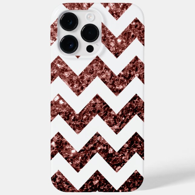 Glam Brown Red Glitter sparkles White Chevron Case-Mate iPhone Case (Back)