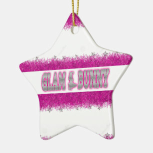 Glam Bunny Pink Star Christmas ornament
