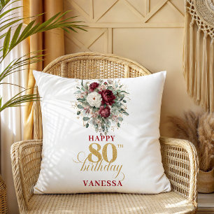 Glam Burgundy Blush 80e Anniversaire Coussin Perso