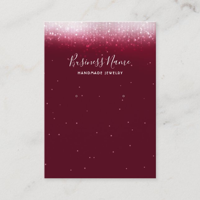 Glam Burgundy Earring Jewellery Display Business Card (Front)
