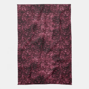 Glam Burgundy Leopard Print Kitchen Towel