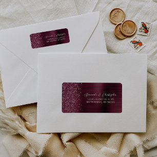 Glam Burgundy Metallic Mariage Adresse de retour