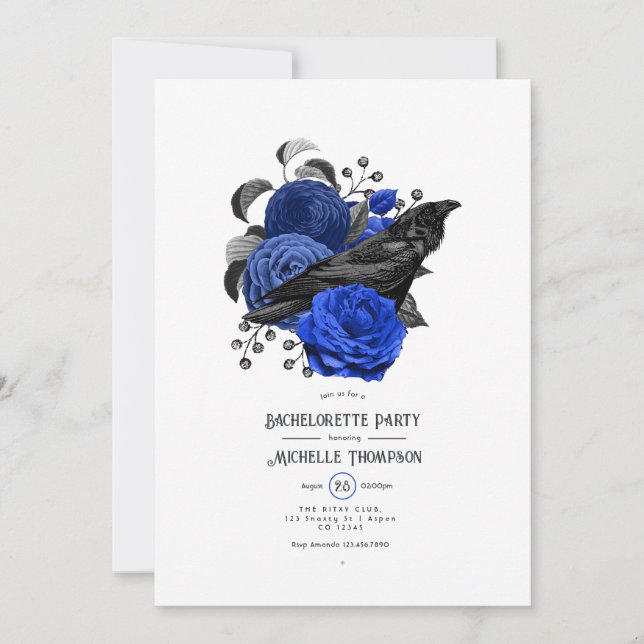 Glam Burgundy Raven Gothic Bachelorette Party Invitation (Front)