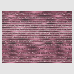 Glam Burgundy Red Rose Blush Glitter Stripes   Tissue Paper