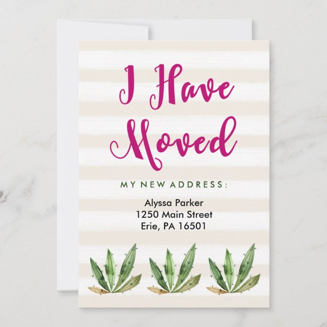 Glam Cactus | Desert Stripes Change of Address Announcement (Front)