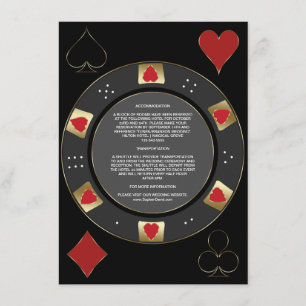 Glam Casino Vegas Poker Chip Wedding Accommodation Enclosure Card