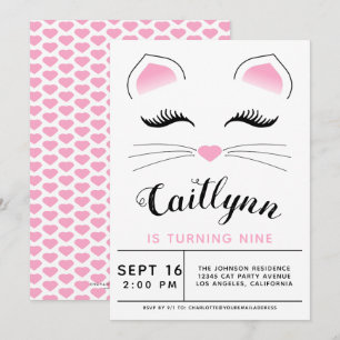 Glam Cat Anniversaire Fête Invitation