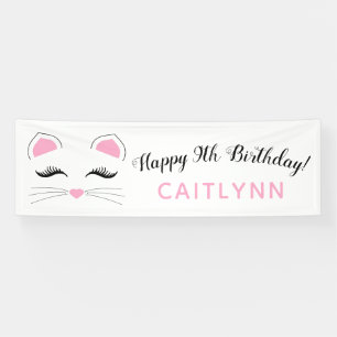 Glam Cat Happy Birthday Banner