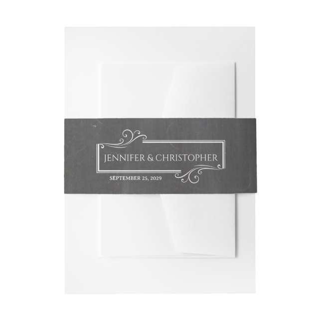 Glam Chalkboard Invitation Belly Band (Front Example)