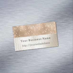 Glam Champagne Glitz Cream  Magnetic Business Card