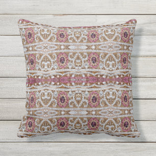 glam champagne gold burgundy ruby rhinestone outdoor pillow