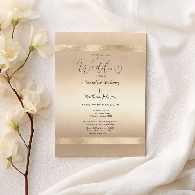 Glam Champagne Gold Glamour Luxury Wedding  Invitation (Glam Champagne Gold Glamour Luxury Wedding )