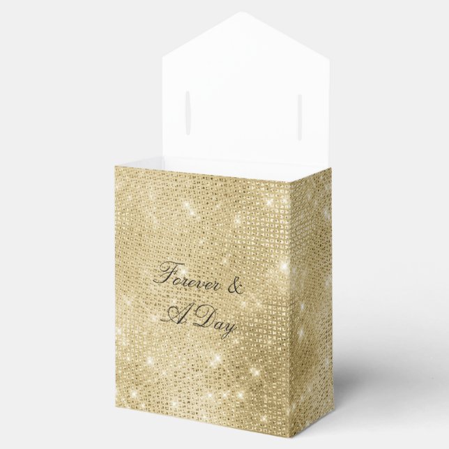 Glam Champagne Gold Glitzy Diamonds Favor Box (Opened)