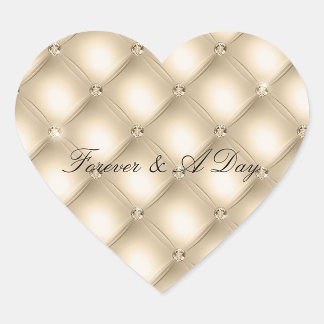 Glam Champagne Gold Glitzy Diamonds Heart Sticker (Front)
