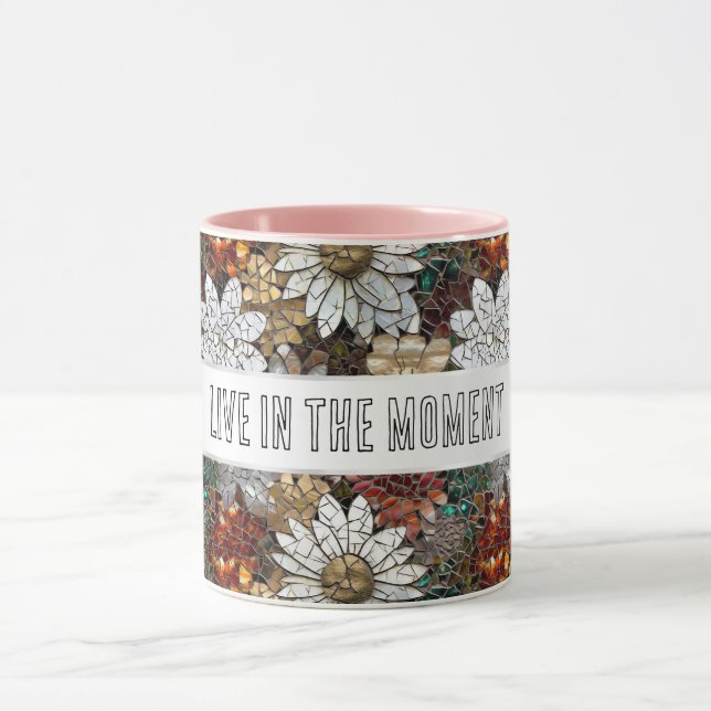 Glam Champagne Gold Red White Flowers Mug (Center)