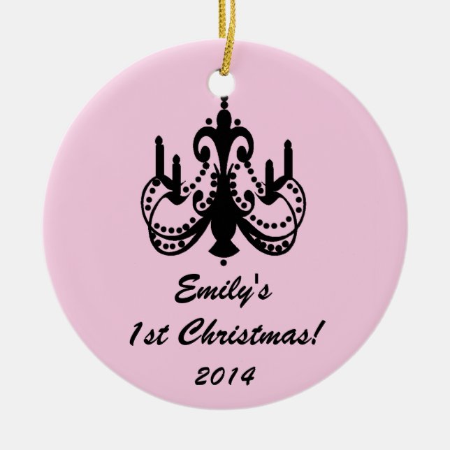 Glam Chandelier Chic Personalized Name Ornament (Front)
