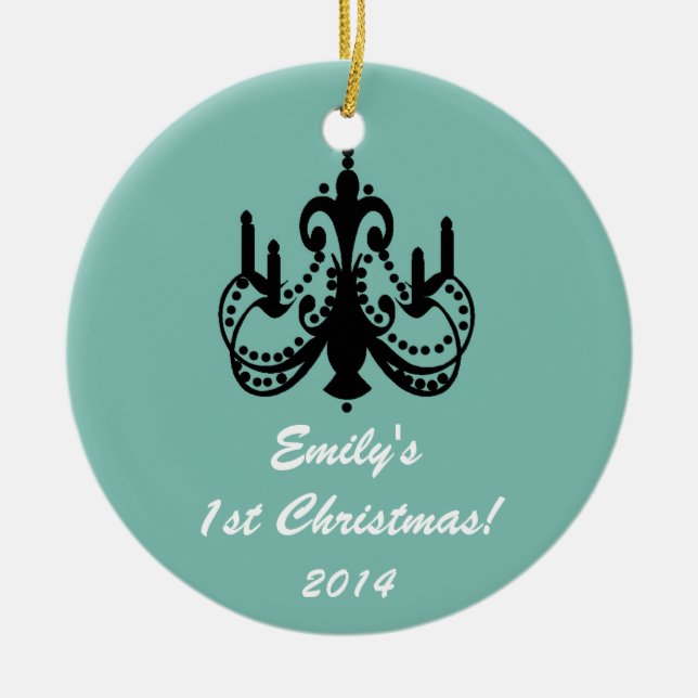 Glam Chandelier Chic Personalized Name Ornament (Front)