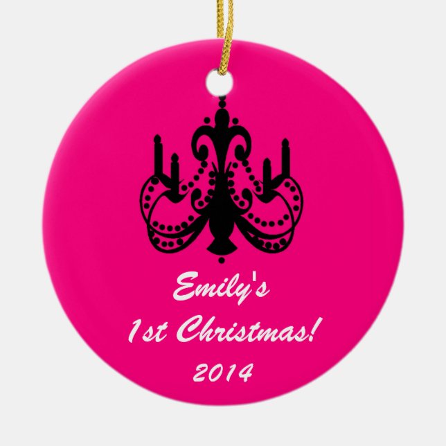 Glam Chandelier Chic Personalized Name Ornament (Front)