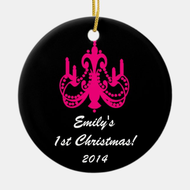 Glam Chandelier Chic Personalized Name Ornament (Front)