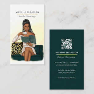Glam Chic Boss Lady QR Code Carte de visite