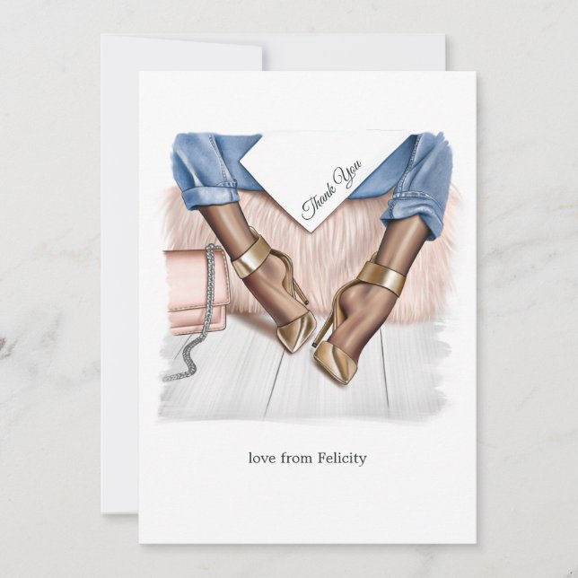 Glam Chic Fashion Thank You Card (Front)