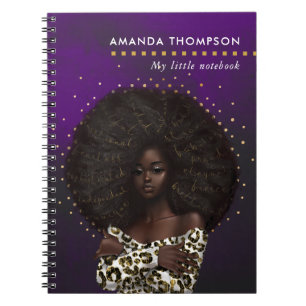 Glam Chic Leopard Skin Afro-American Notebook