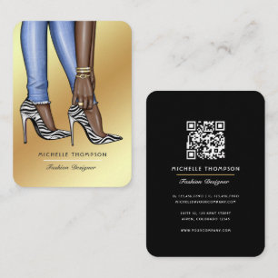 Glam Chic Zebra Fashionista QR Code Business Card