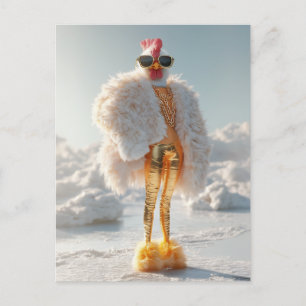 Glam Chicken on Ice Postcard