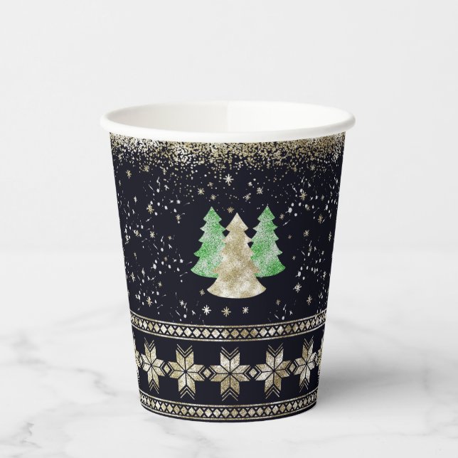 Glam Christmas Party Paper Cups (Left)