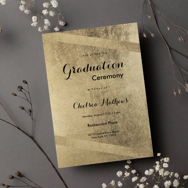 Glam classy luxury gold geometrical Graduation Invitation (Glam classy luxury gold geometrical Graduation )