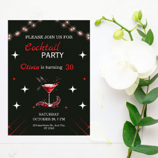 Glam Cocktail Birthday Invitation