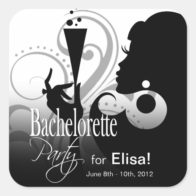 Glam Cocktail Lady Sticker | black white LARGE (Front)