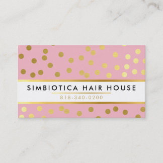 GLAM CONFETTI modern dot pattern gold pale pink Business Card