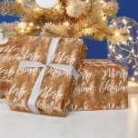 Glam Copper Floral Glitter Merry Christmas Script Wrapping Paper<br><div class="desc">This glam modern wrapping paper features the words "Merry Christmas" in white brush font on a copper faux brushed metal background decorated with a sparkly faux glitter floral pattern.</div>