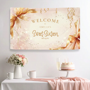 Glam Coquette Bows Sweet 16 Blush Welcome ID1289 Banner