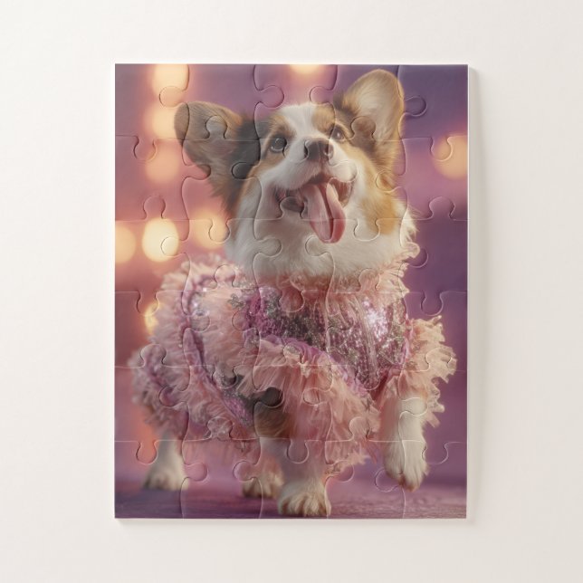 Glam Corgi in Pink – Cute Puzzle (Vertical)