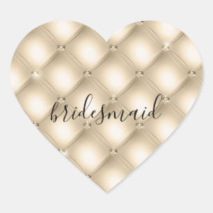 Glam Cream Champagne Diamond Heart Sticker
