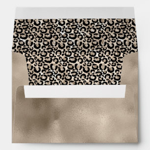 Glam Cream Glitter Glitzy Leopard Print Envelope