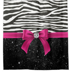 Glam Deep Pink Bow-Zebra Print-Black Sparkle